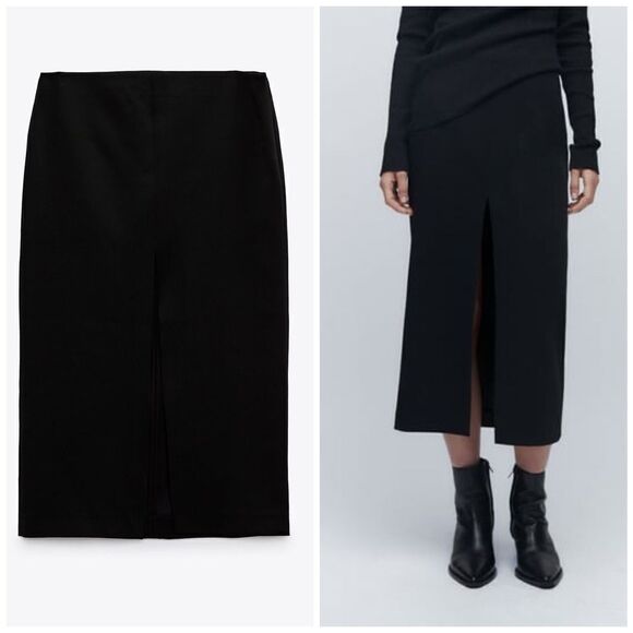 Zara Low Rise Pencil Skirt Slit - Picture 1 of 5